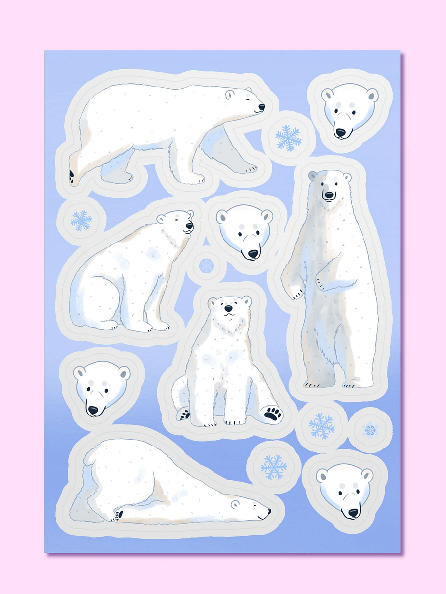 Polar Bears Kiss Cut Sticker Sheet product image (1)
