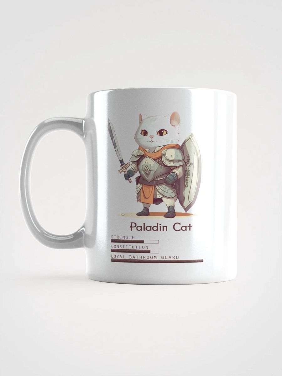 RPG Paladin Cat white ceramic mug 11oz 15oz 20oz for gamers and cat lovers product image (18)