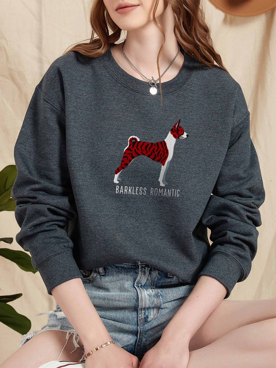 Barkless Romantic Sweatshirt (Embroidered) of a Basenji(Brindle) product image (2)
