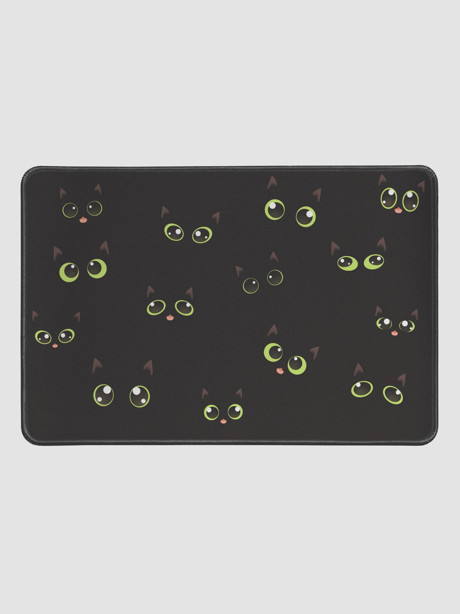 Cute Black Cat Faces (Green Eyes) Desk Mat 12" x 18" product image (1)
