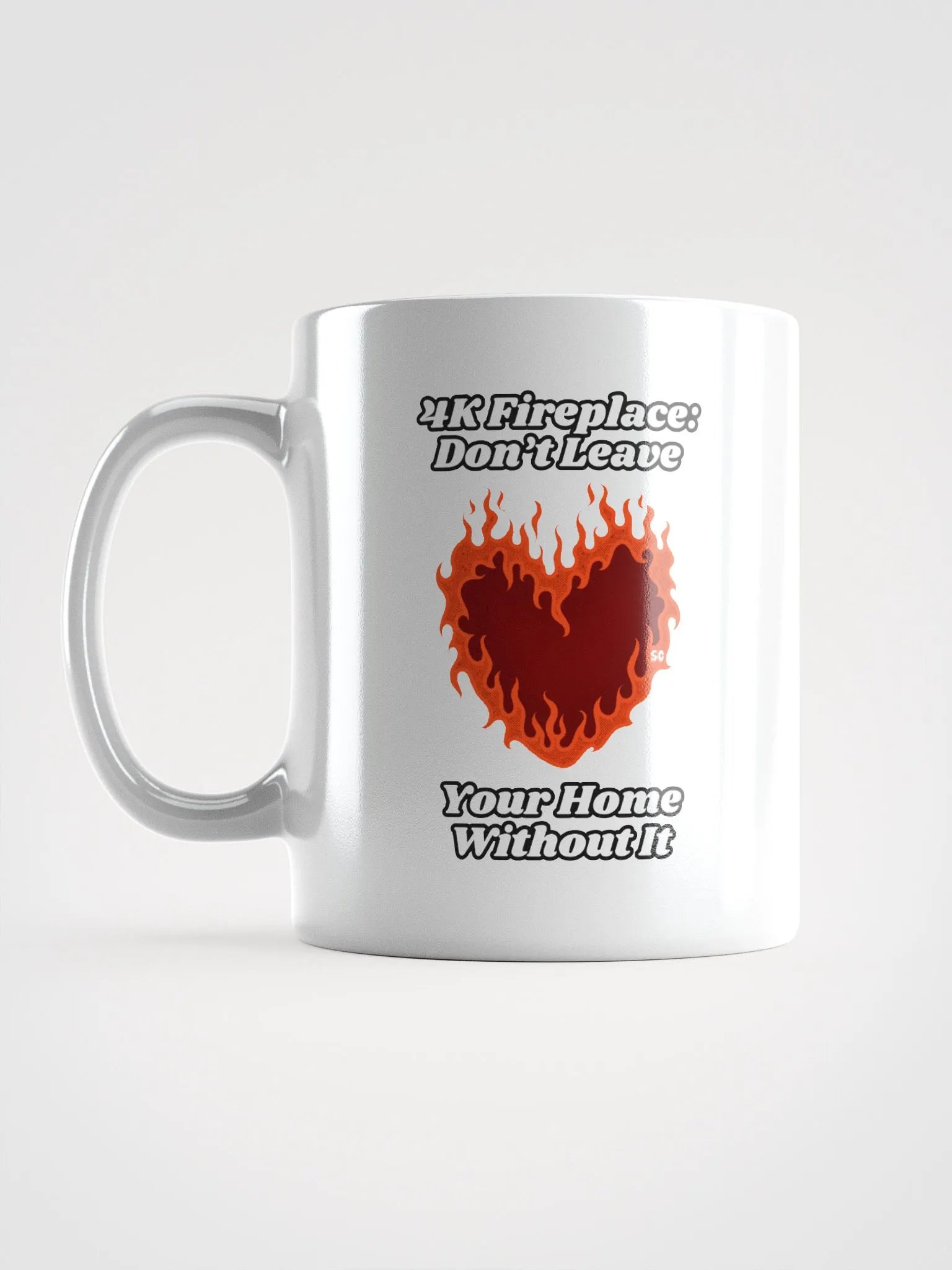 Flaming Heart - 4K Fireplace: Don't Leave Your Home Without It | White Glossy Mug product image (6)