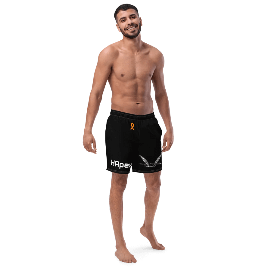 White HApex Gear White Logo Cancer Awareness Orange Ribbon. Black Swim Trunks product image (3)