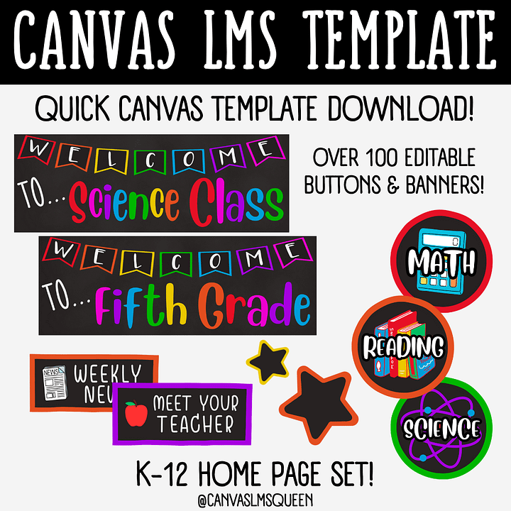 Canvas LMS Template - HOMEPAGE, BUTTONS & BANNERS - Multicolored - 100% Editable product image (2)