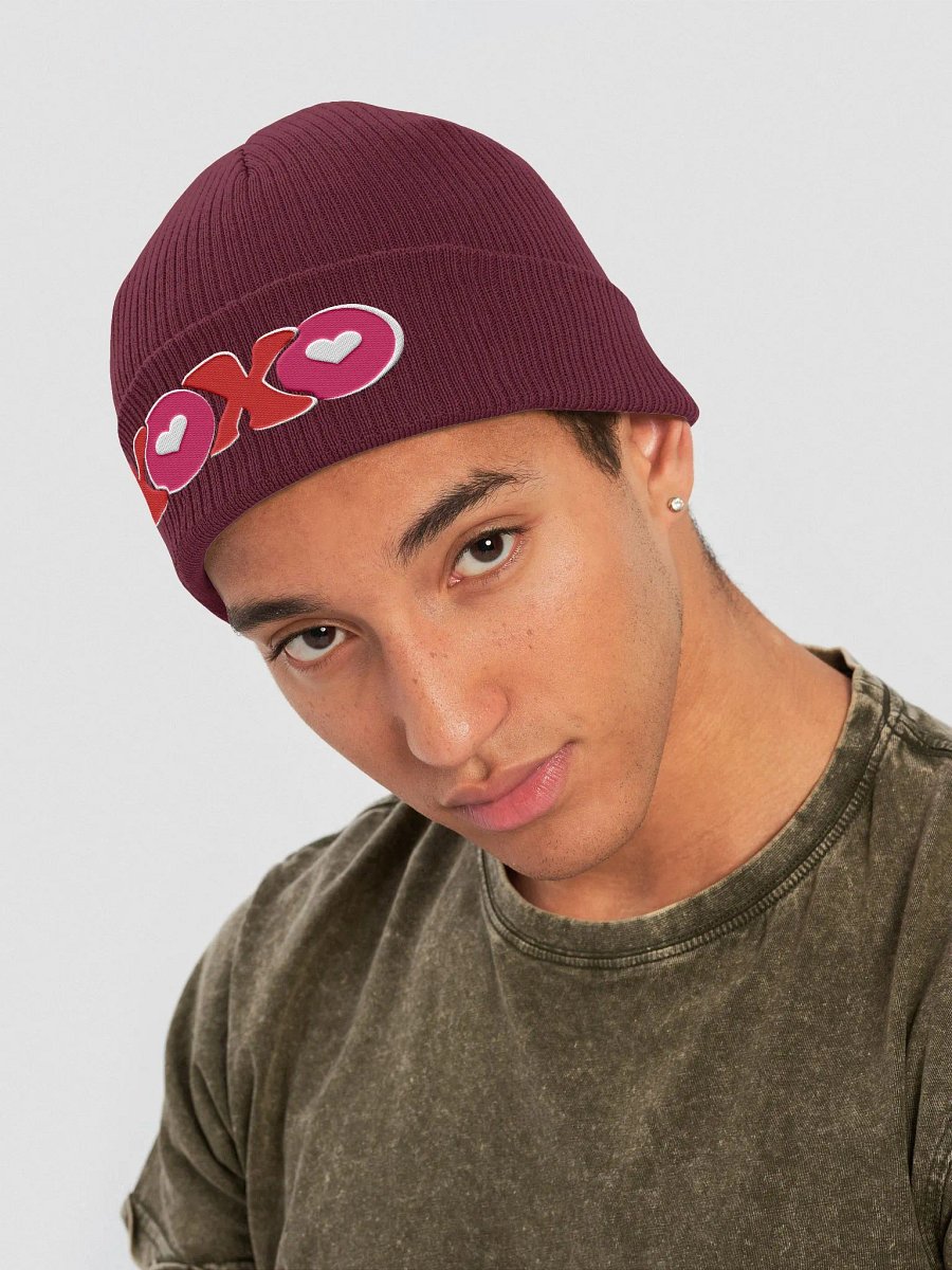 XOXO Embroidered Organic Cotton Ribbed Beanie product image (4)