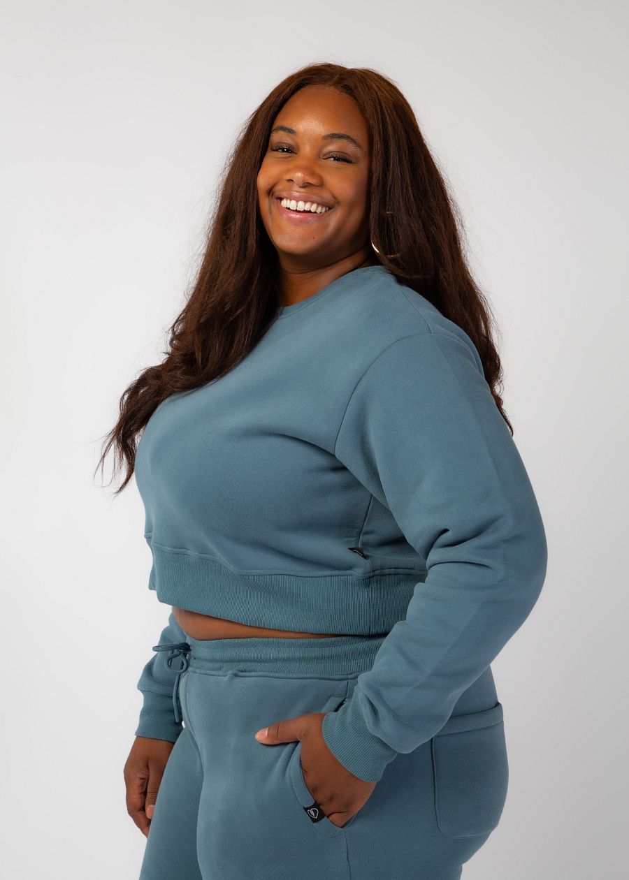 Marine Blue Cropped Crewneck product image (8)