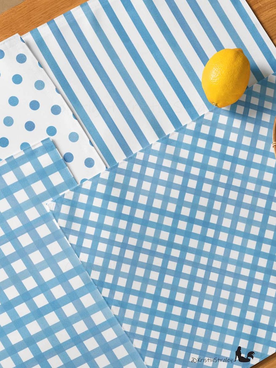 Blue Gingham Collection on White Placemat Set of 4 product image (6)