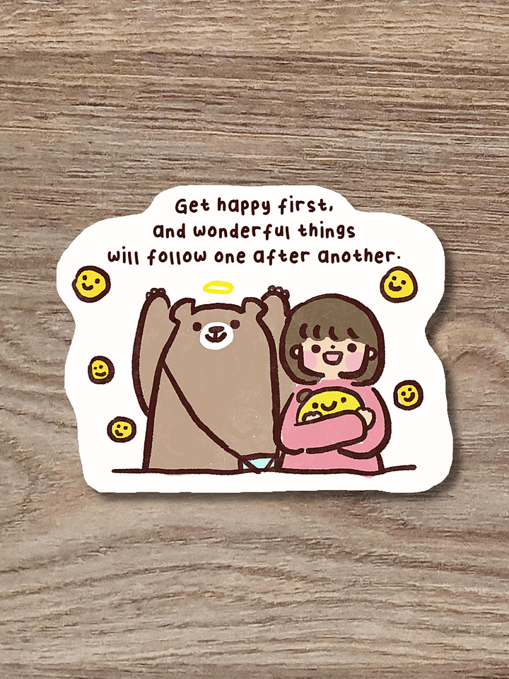 Get happy first | Positivity Glitter Sticker product image (1)