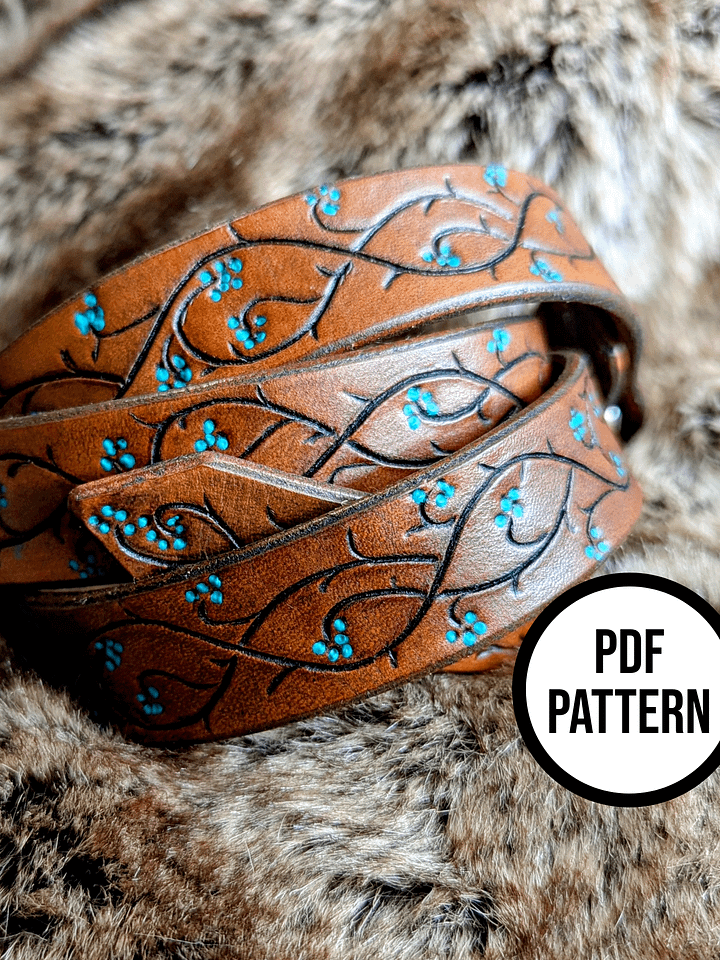 Elven Vines Leather Ring Belt - PDF Pattern for Leatherwork product image (1)