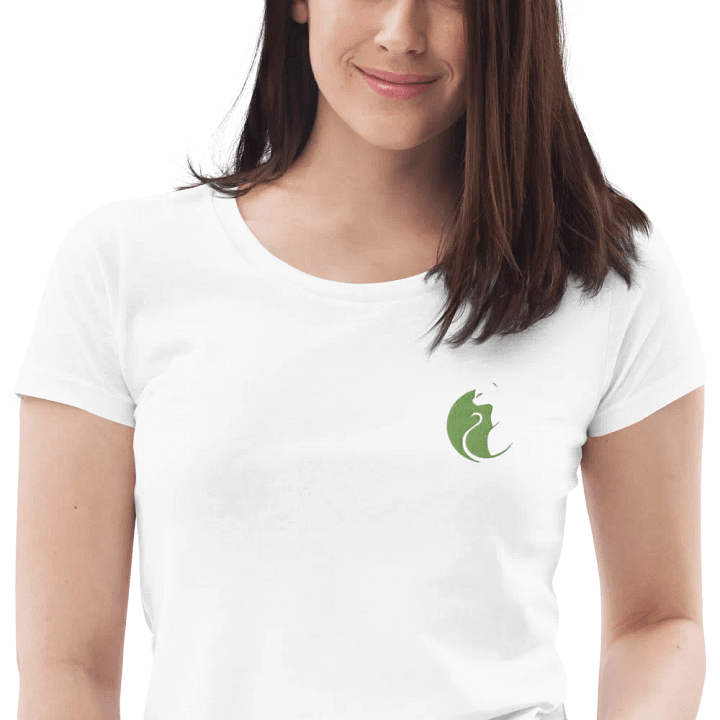 KawaiiKitten Embroidered Organic White Tee! product image (1)