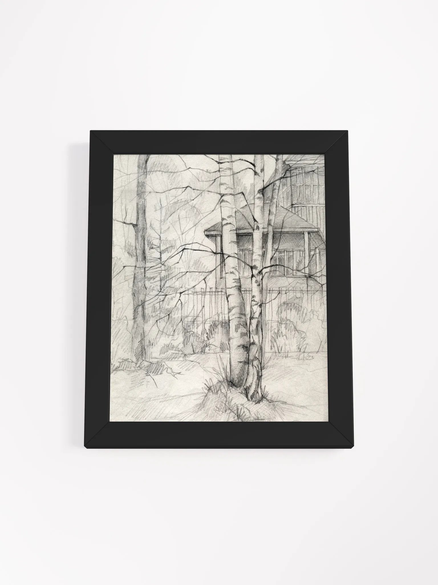 Vibrant Ayous Wood Framed Matte Poster - Dacha and Trees product image (10)