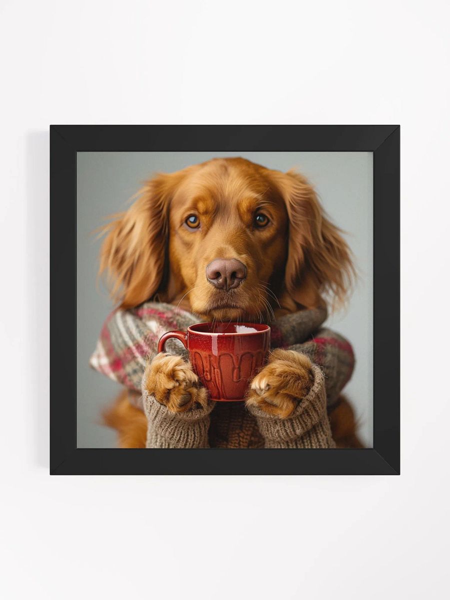 Coffee Lover Cute Irish Setter Dog Framed Wall Art product image (1)