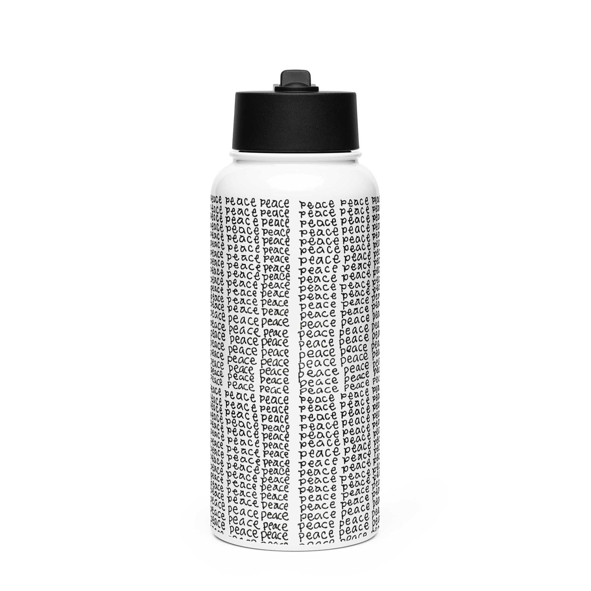 Peace 2 Stainless Steel Water Bottle with a Straw Lid in White product image (1)