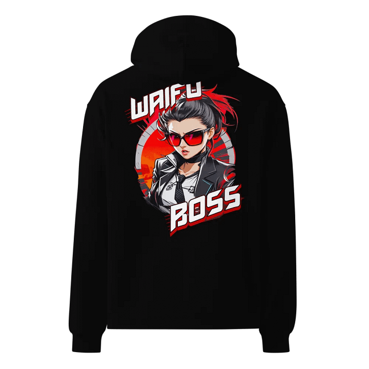 Waifu Boss - Premium Hoodie - Black - v1 - Back Printed Design product image (1)