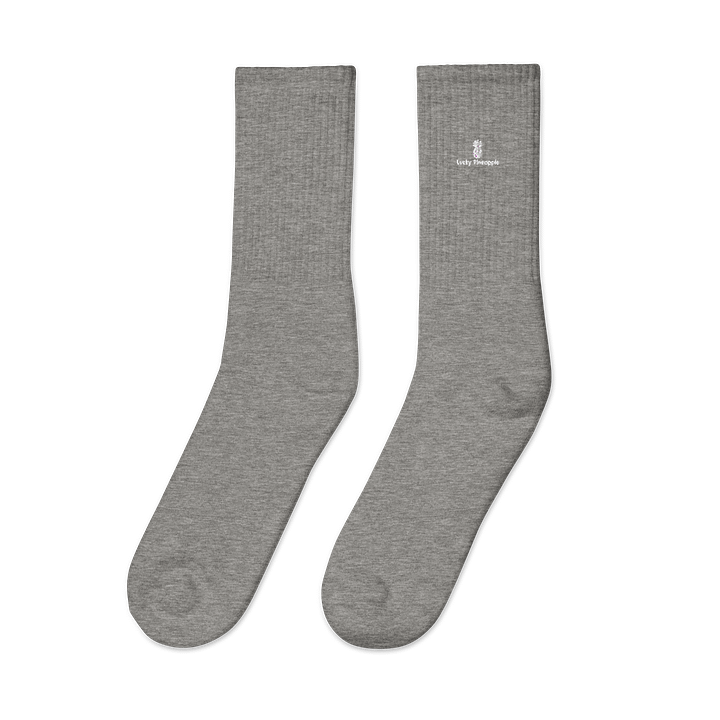 Lucky Pineapple Films Logo Gray Unisex Embroidered Crew Socks product image (2)