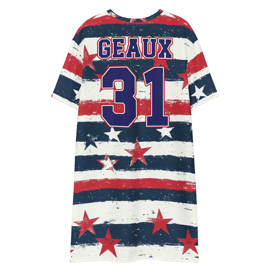 Geaux 31 (On Back) - Vintage Patriots (Stars & Stripes) T-Shirt Dress product image (7)