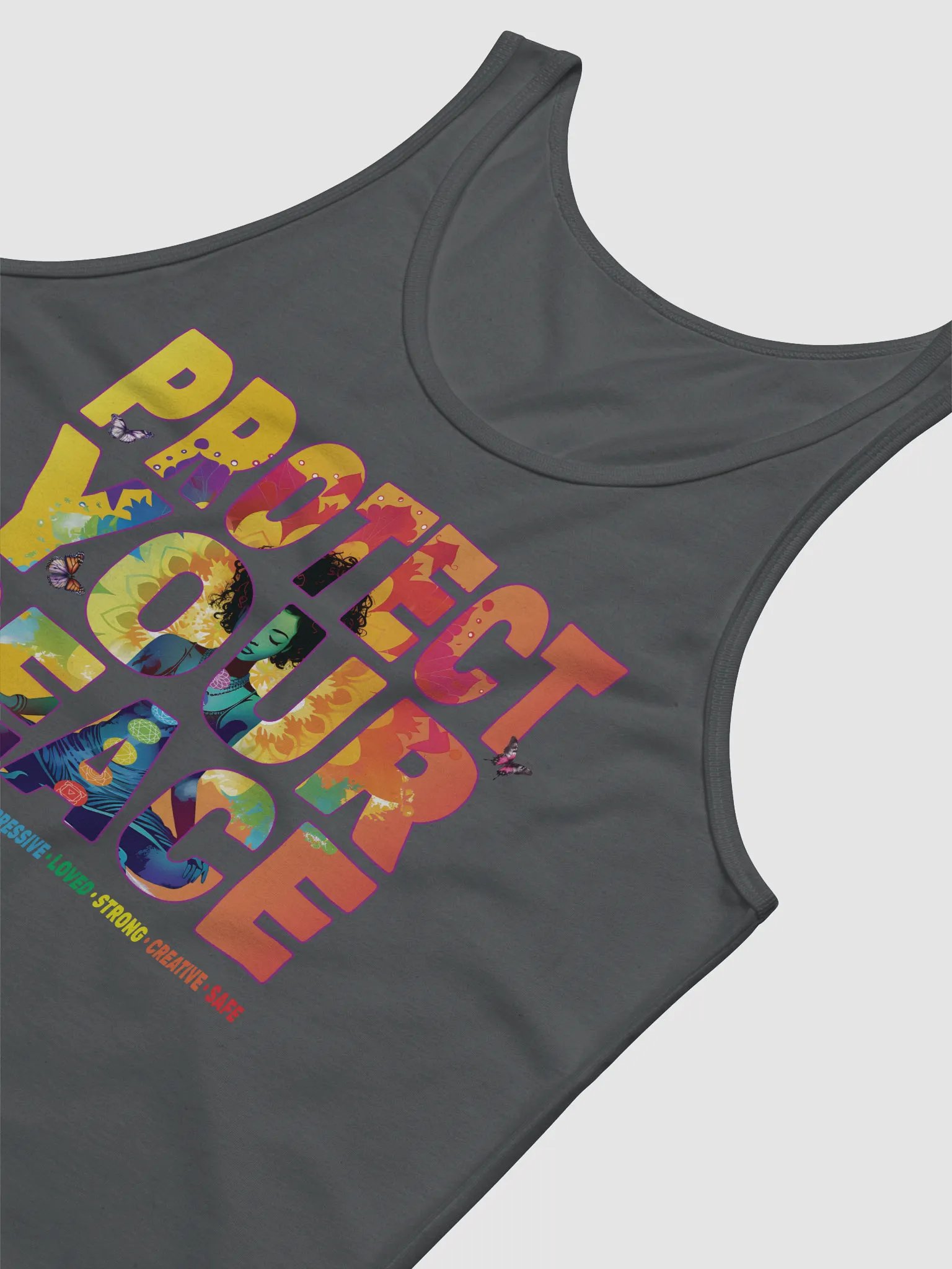 African American Woman Protect Your Peace 7 Chakra Meditation Yoga Pose Spirituality Tank Top product image (7)
