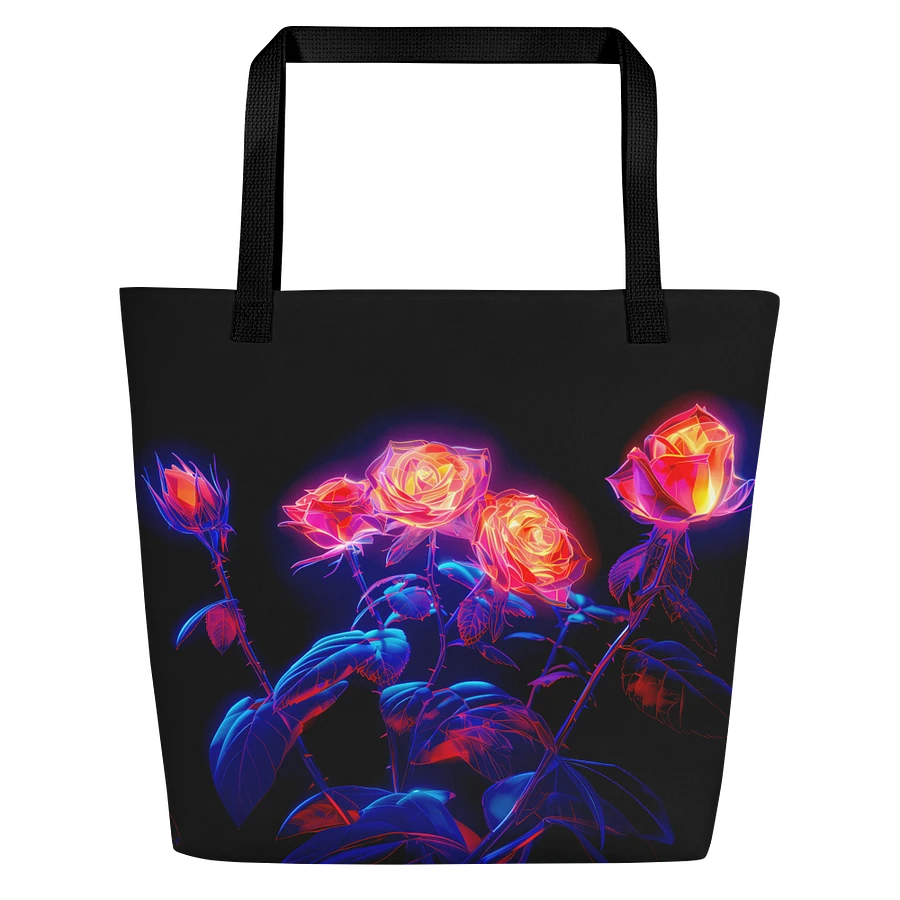 Tote Bag: Elegant Glowing Neon Roses Dark Edgy Fashion Stylish Design product image (3)