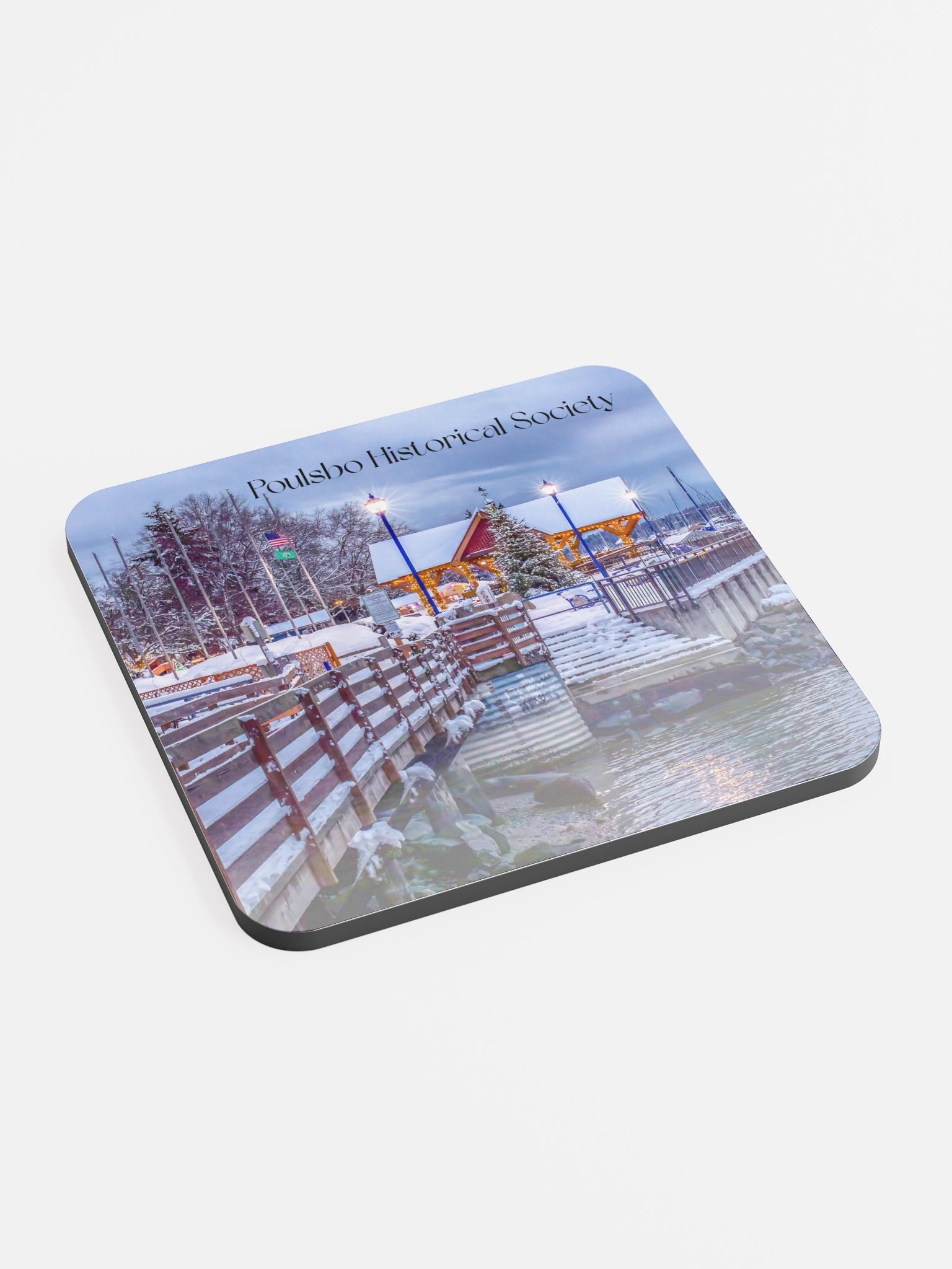 Poulsbo Waterfront Winter Cork Coaster product image (2)