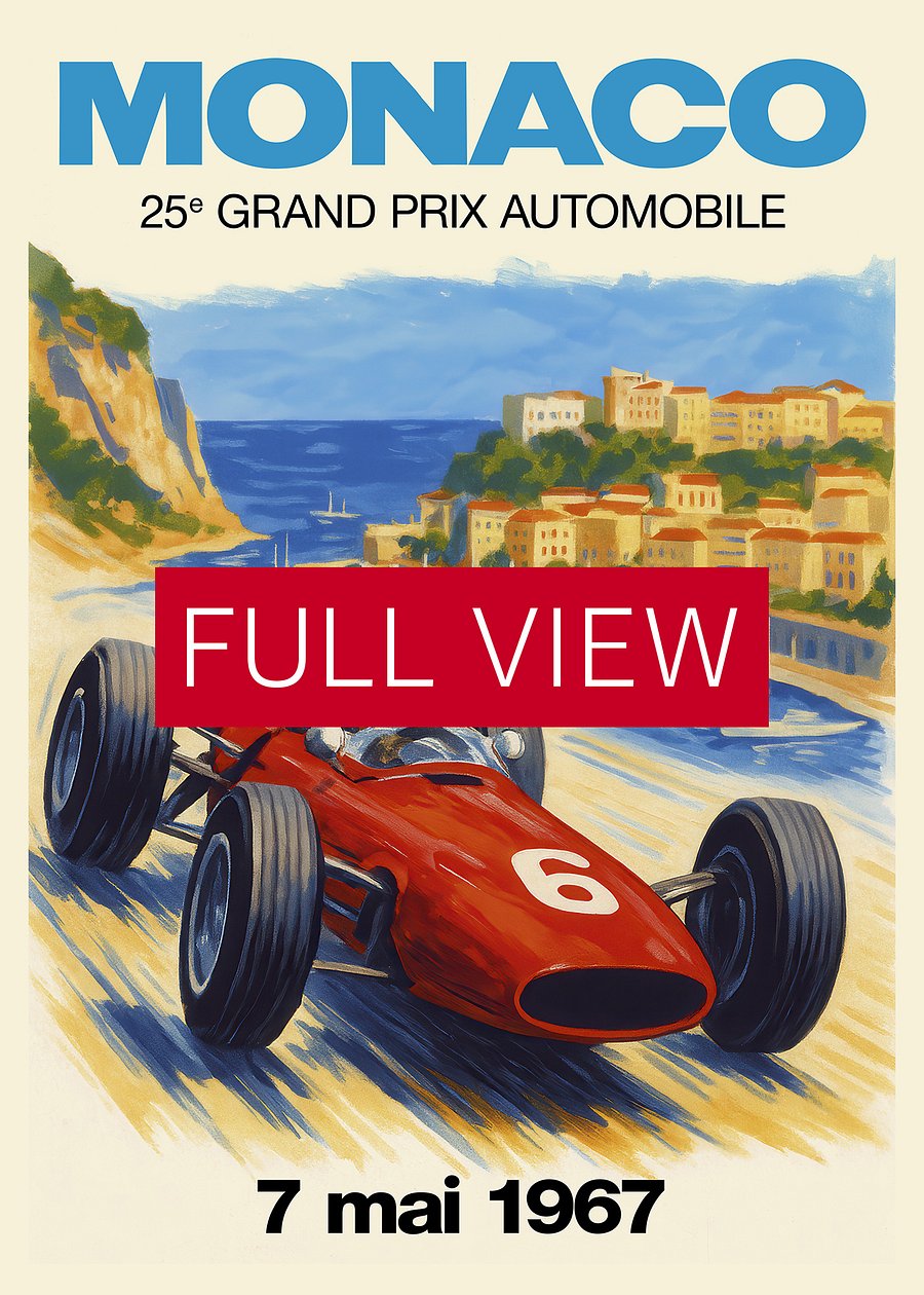 Monaco Vintage F1 Grand Prix 1967 Art Poster — Auto Racing Wall Art, Formula 1 Print product image (3)
