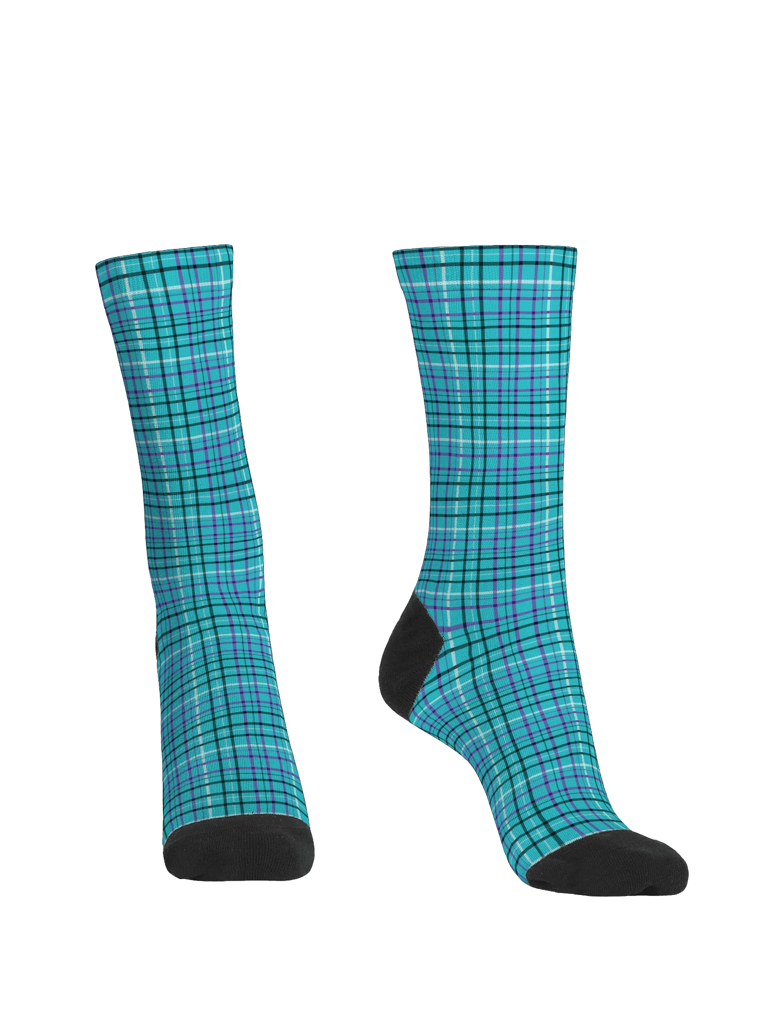 Teal Plaid Crew Socks product image (2)