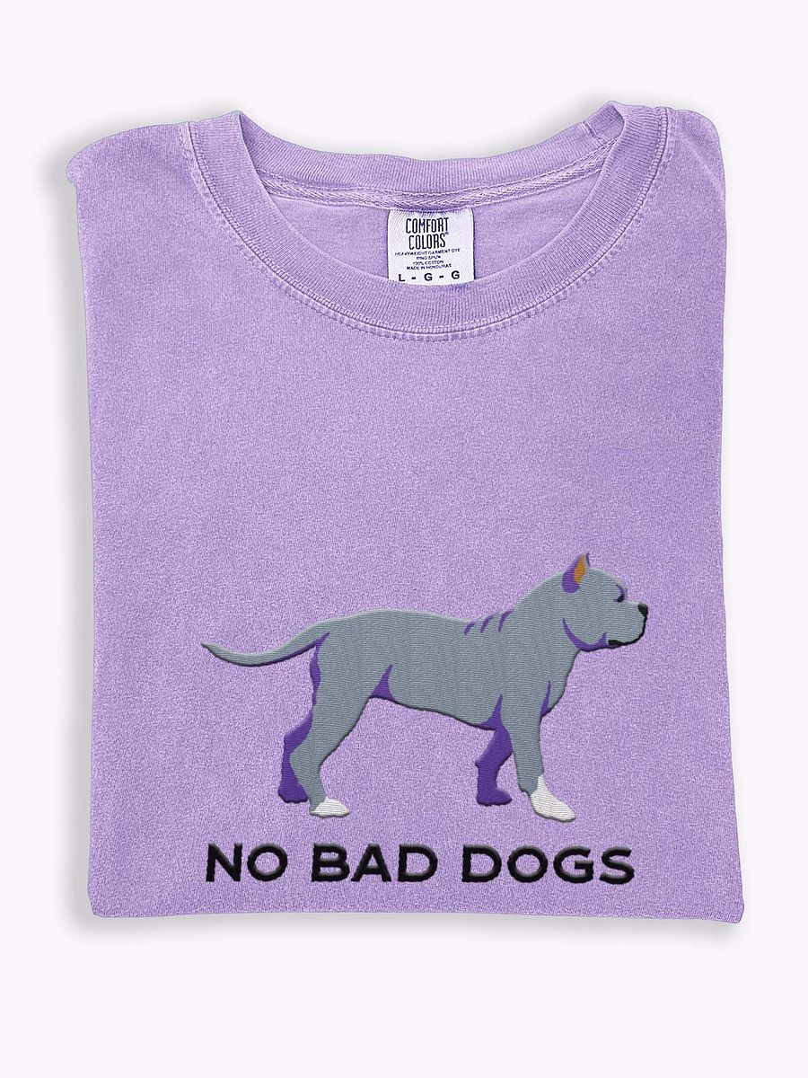 No Bad Dogs T-Shirt(Embroidered) of an American Bully(Blue) product image (1)