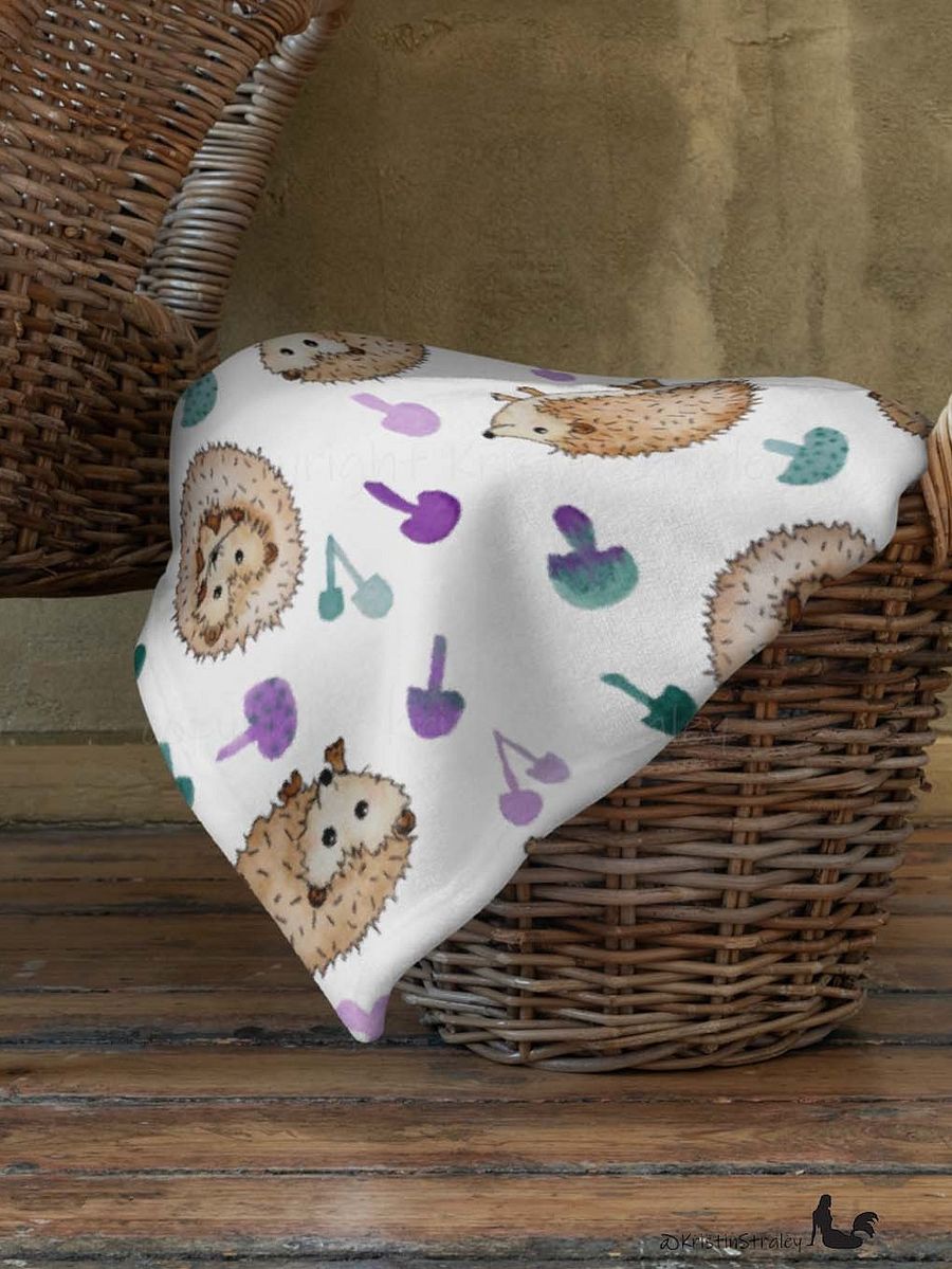 Hedgehogs & Mushrooms Fleece Throw Blanket product image (4)