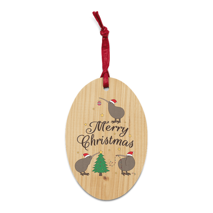 Merry Christmas Kiwi Wooden Christmas Ornament product image (1)