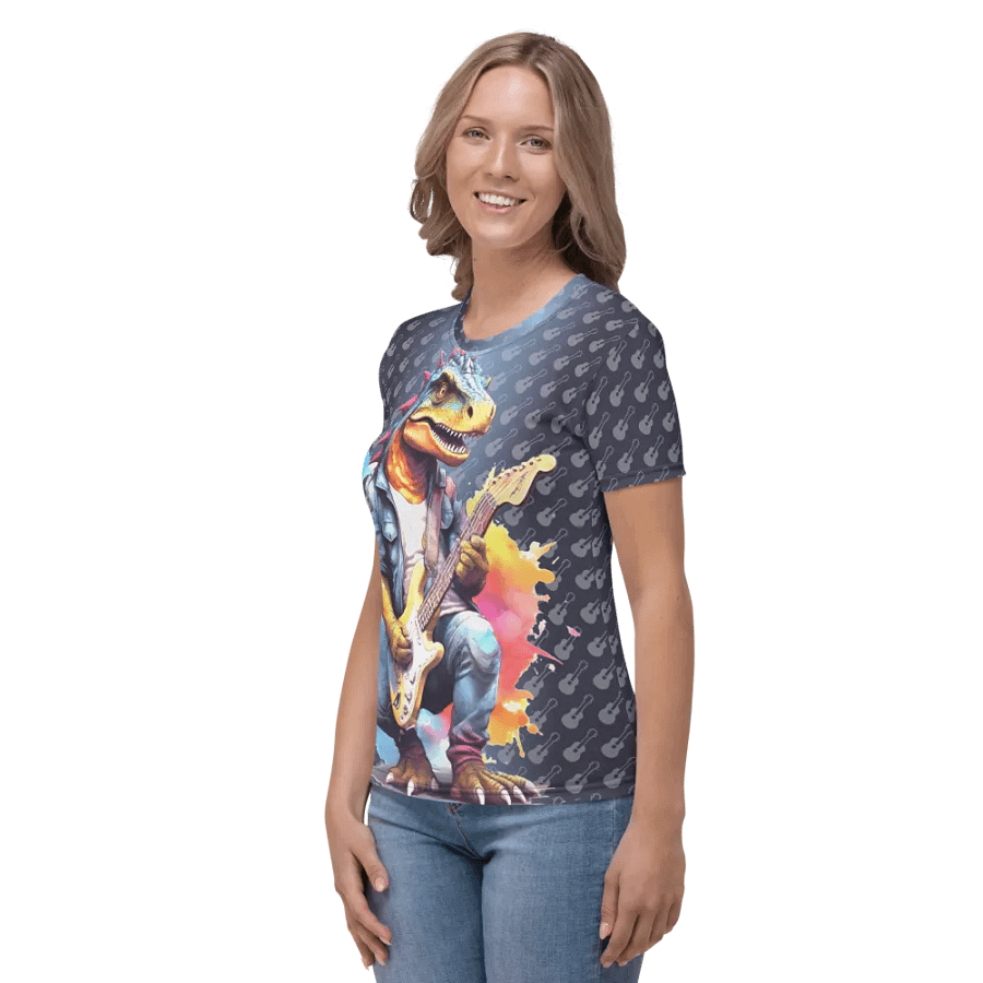 Dinosaur Playing Guitar All Over Print T-shirt product image (5)