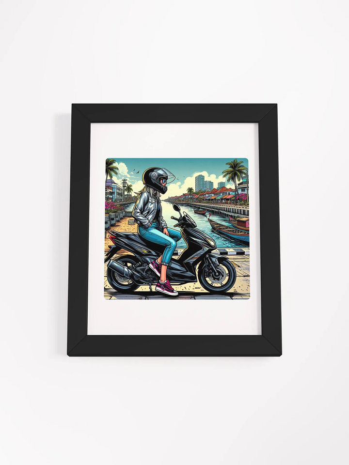 Scooter City Vibes Poster | Biker girl in Makassar city Indonesia by AI product image (26)