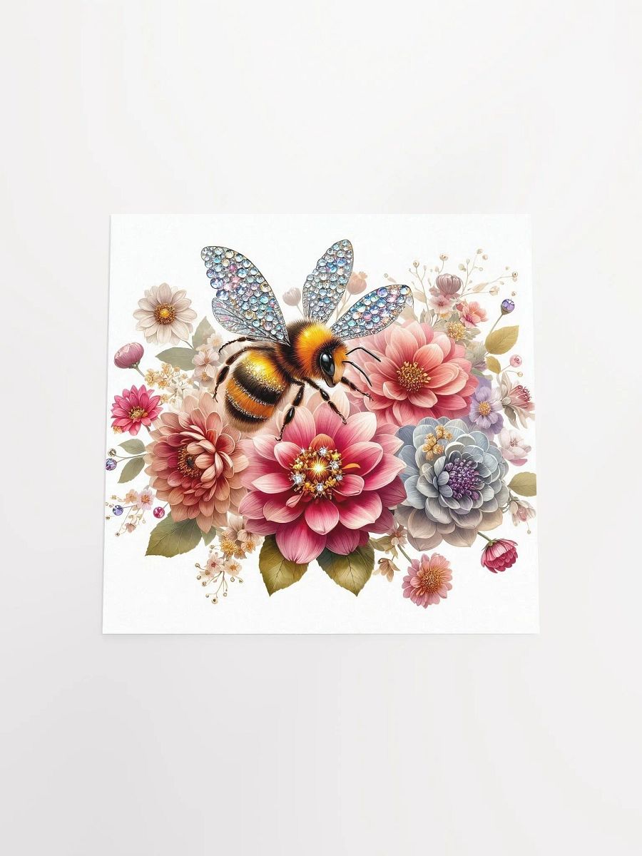Crystal Bee on Blooming Flowers - Elegant Nature Art Print product image (5)