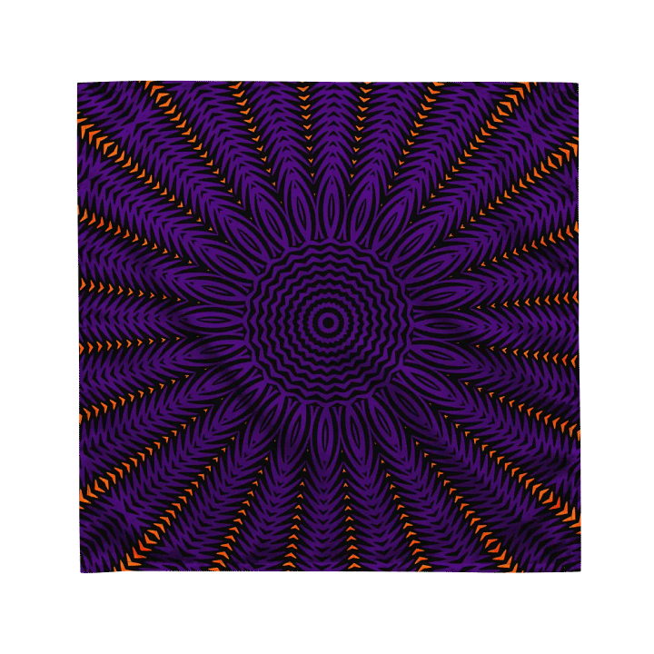 Twisted Sunflower Bandana, Purple Orange Black Kaleidoscope Floral Art Accessory product image (1)