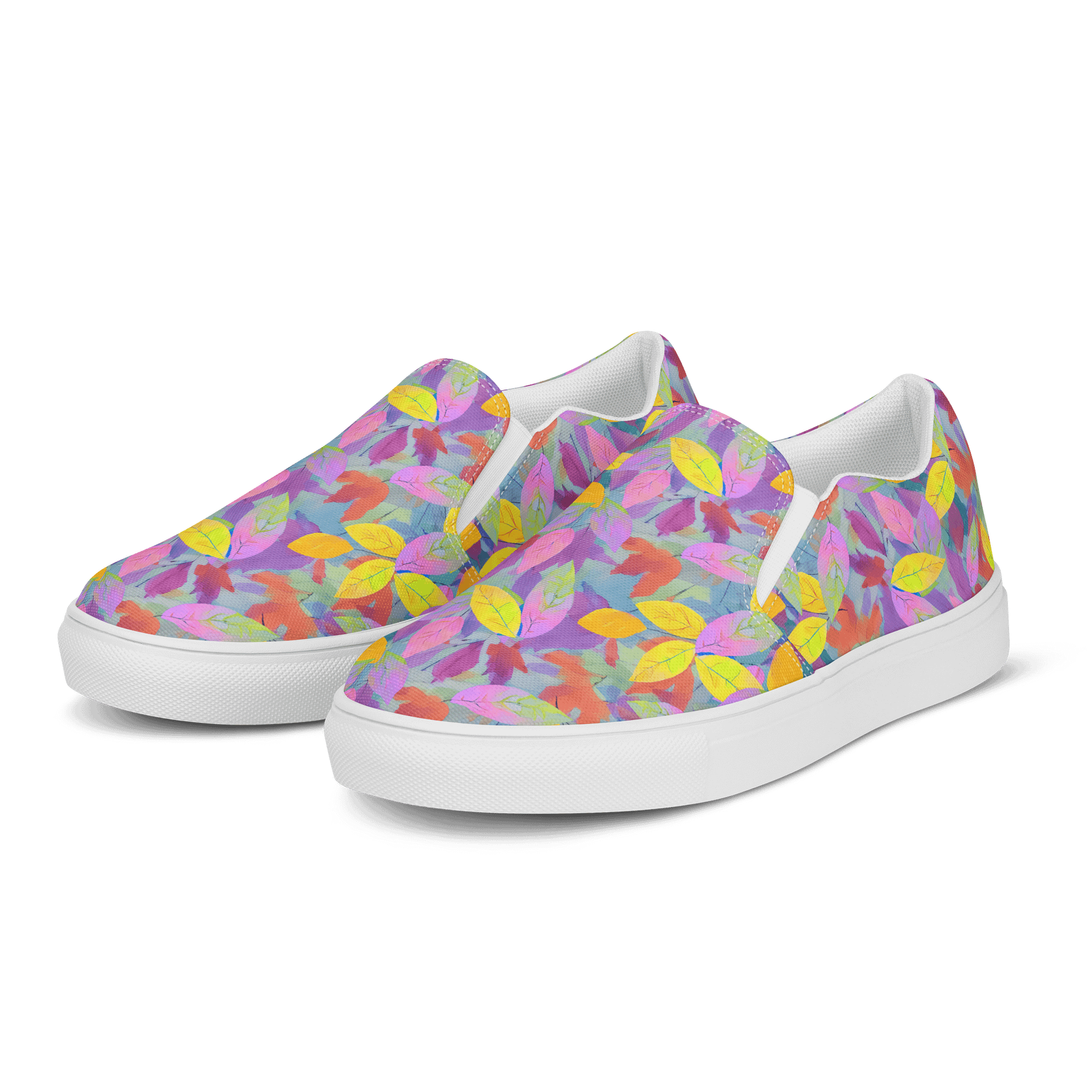Yellow Pink Leaves Canvas Shoes product image (3)