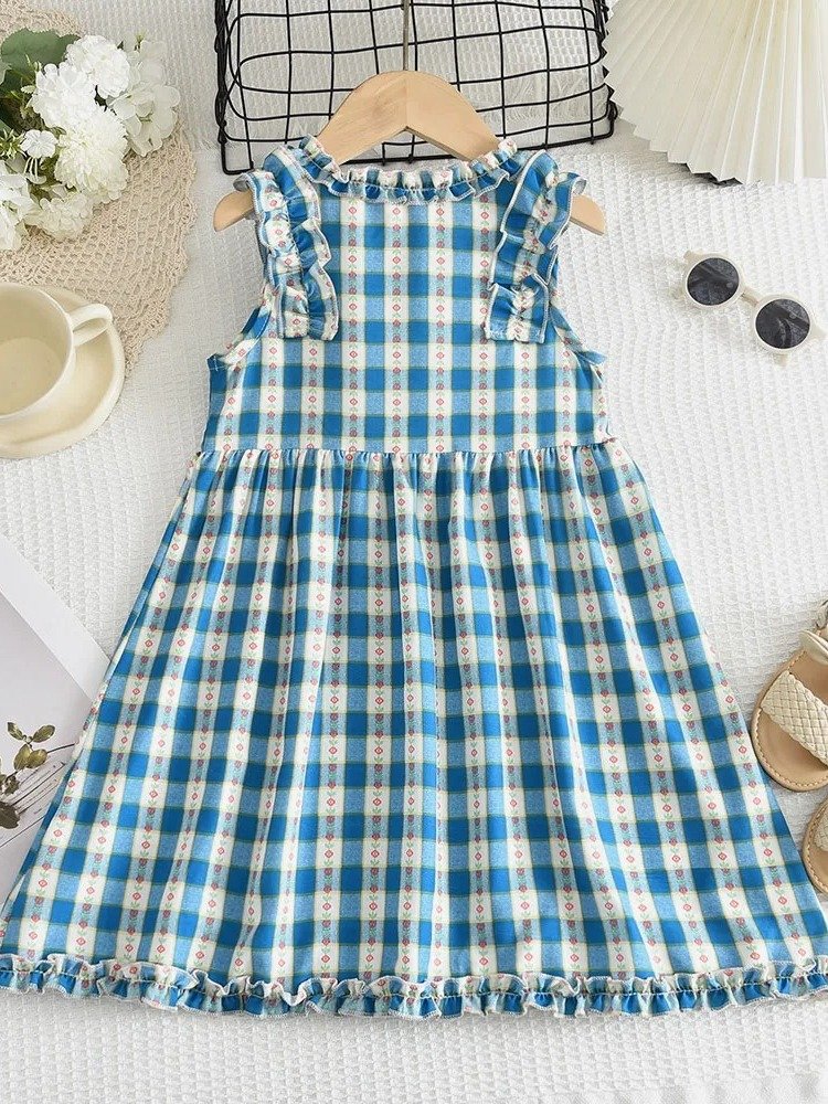 Blue Meadow Ruffle Check Dress" product image (3)