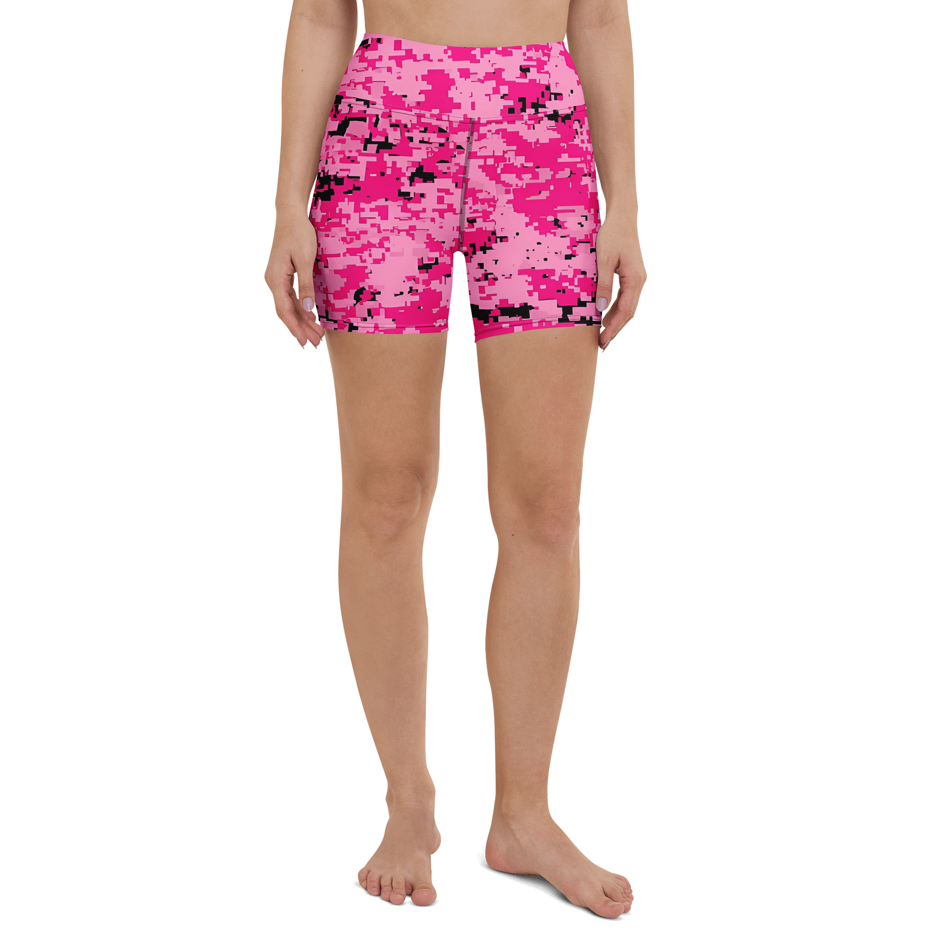 Pixel Pink Camo Yoga Shorts product image (2)