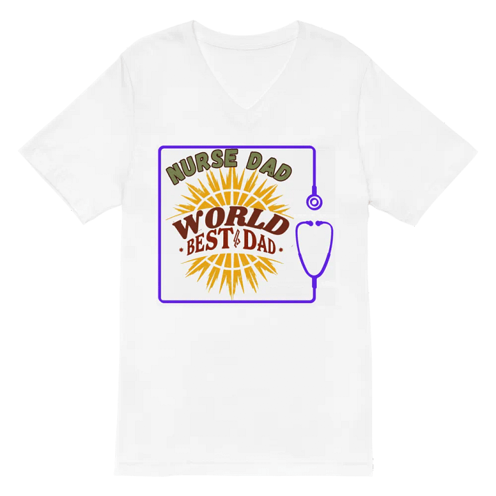 Sunburst Stethoscope, Nurse Dad World's Best V-Neck Tee product image (6)
