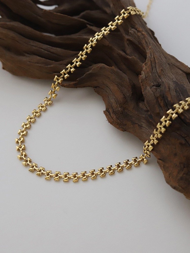 Wheat Square and cherry Necklace | 18K Gold Plated. product image (11)