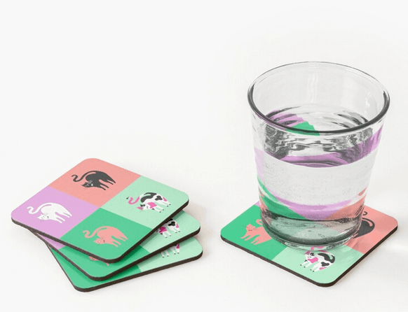 4 Cat coat of Arms 4V | Colorful Cat Collage coaster product image (1)