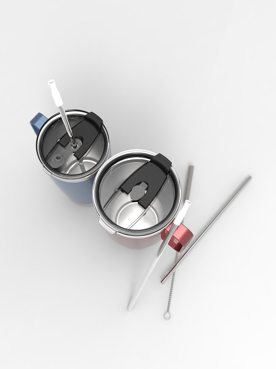 2 pack Tumbler 20 + 30 Oz With Handle, Lid and Straw (Gray) product image (4)