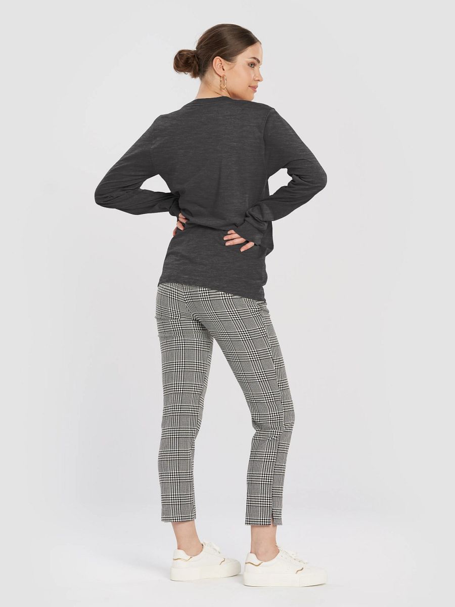 Plain Color Dark Grey Heather Long Sleeve T-Shirt product image (4)