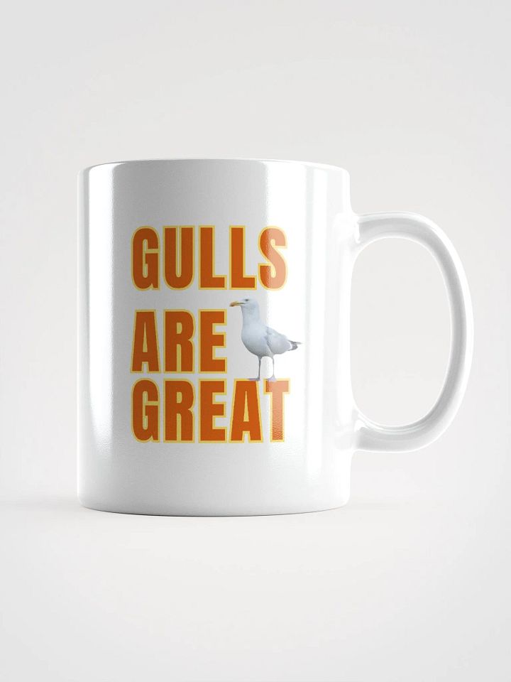 GULLS ARE GREAT Glossy White Mug with Orange Text product image (1)