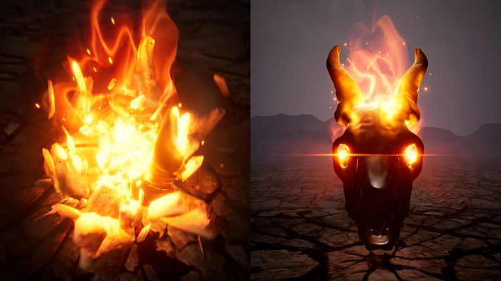 Flaming Skull FX in Unreal Engine 5.4 Niagara | Download Files product image (1)