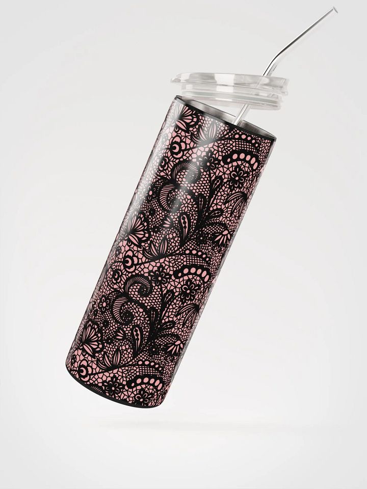 Charming Pink & Black Lace Stainless Steel Tumbler | Eco-Friendly Design product image (2)