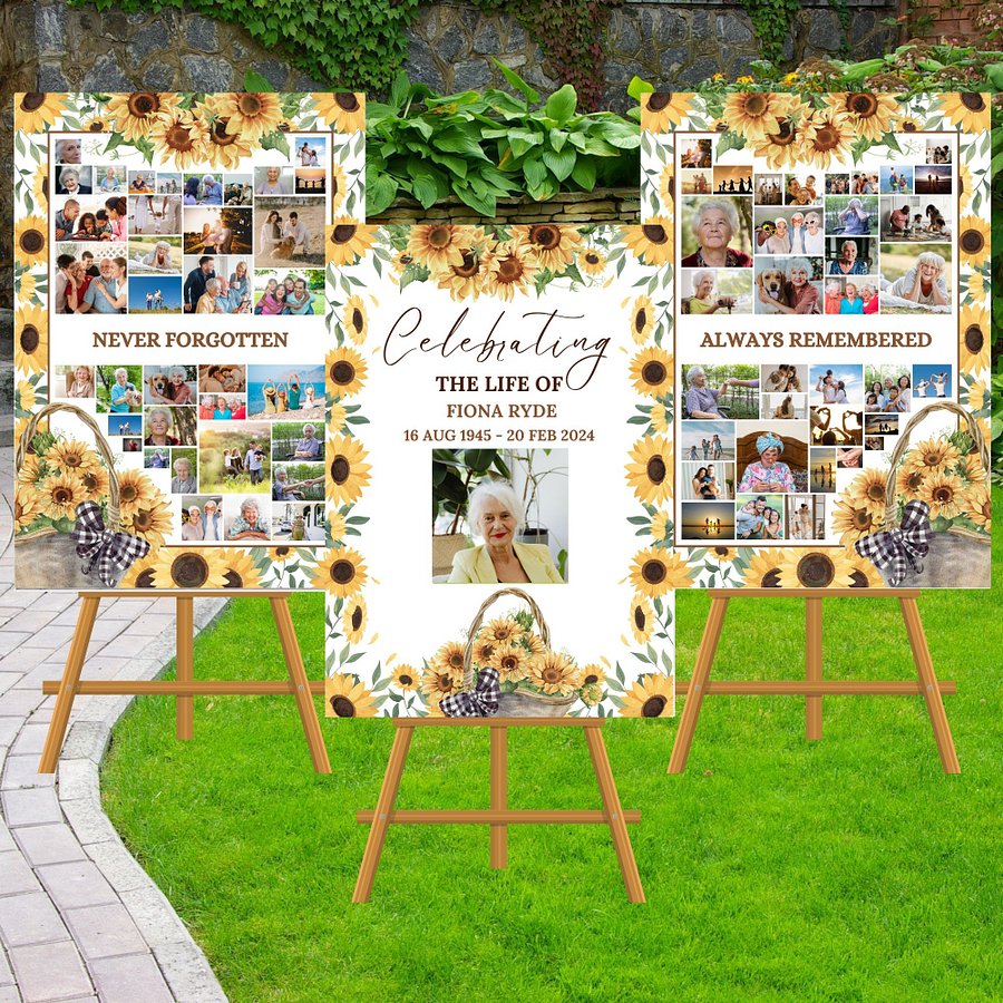 Sunflowers Funeral Photo Collage Sign Set Canva Template product image (2)