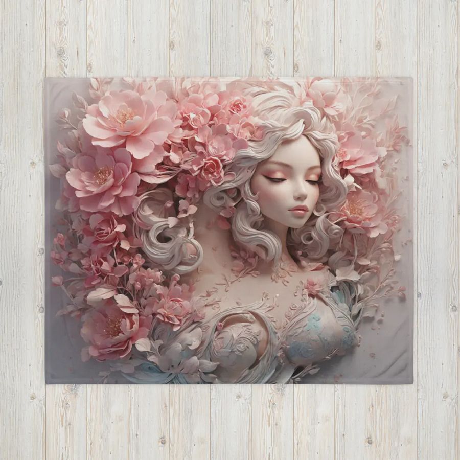 The floral girl design throw blanket product image (16)