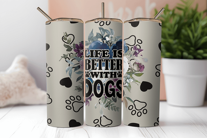 Floral Heart Dog Lover Tumbler product image (2)