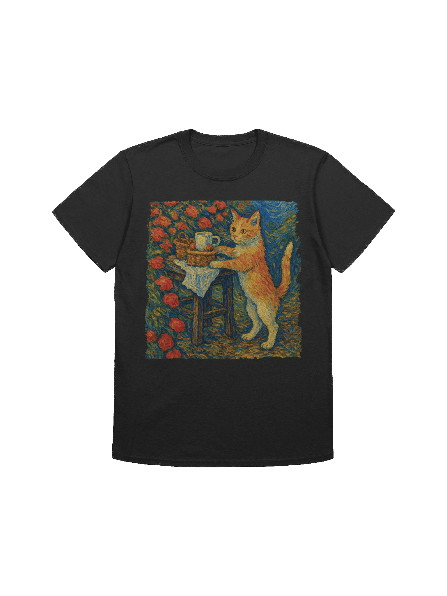 Cat and Teapot Van Gogh Style T-Shirt product image (8)