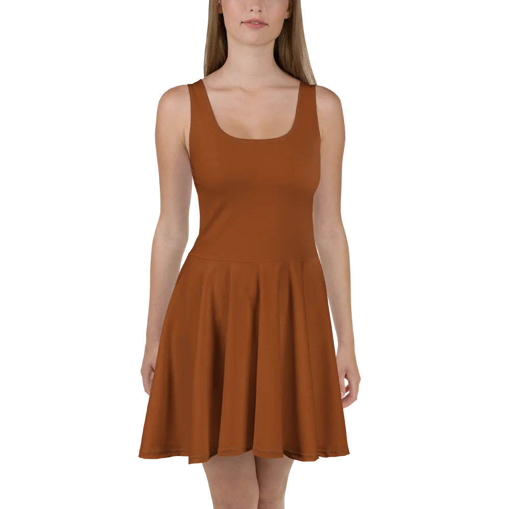 Cowboy Brown Solid Color Fit and Flare Dress product image (2)