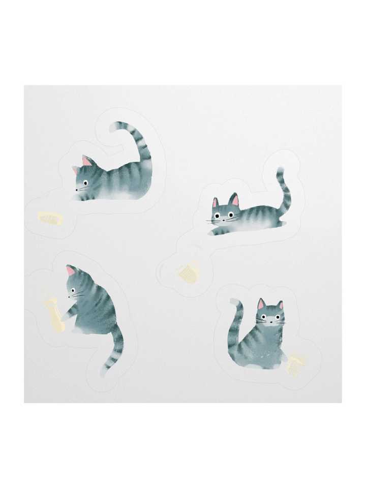 Bad Grey Tabby Cats Knocking Stuff Over Stickers product image (2)