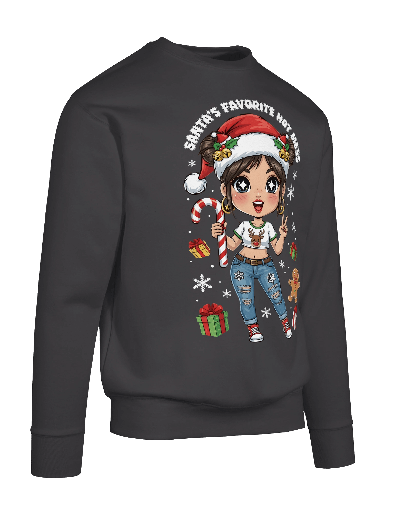 Santa's Favorite Hot Mess Christmas Graphic Sweatshirt product image (4)