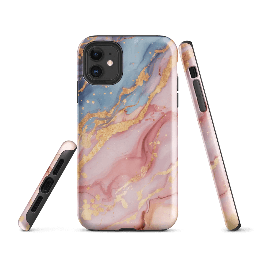 Blue Pink Marble Tough iPhone Case product image (1)